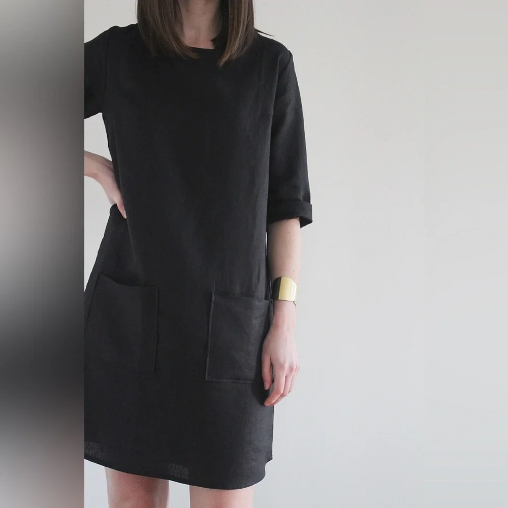 Pyne and Smith Linen Shift Dress in Fern Stripe, size Medium - Picture 9 of 9